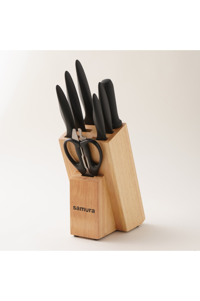 Samura 8pcs stainless steel mojo knife block set in black