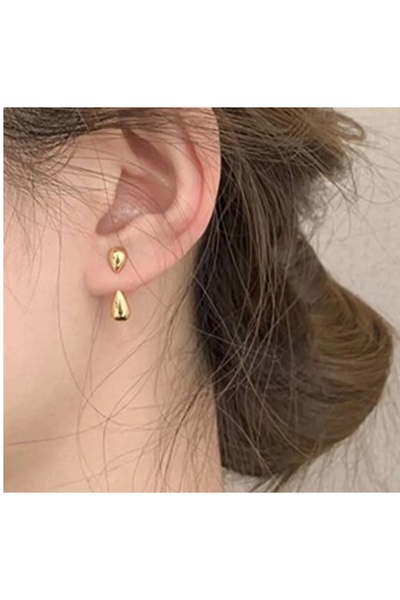 İnci zarif damla çelik küpe /kararmaz gold kaplama