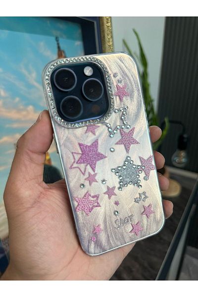 m.tk moveteck حافظة iPhone 16 Pro بإطار كاميرا وخلفية مرصعة بالحجارة وغطاء ثلاثي الأبعاد بنمط ثلاثي الأبعاد وعاكس للضوء