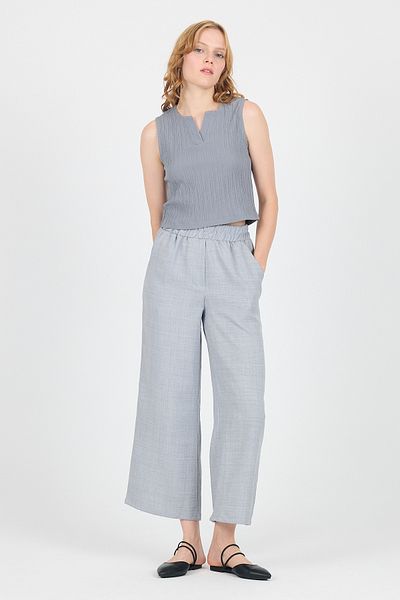 Rays Gray Cotton Elastic Waist Wide Leg Trousers 4657