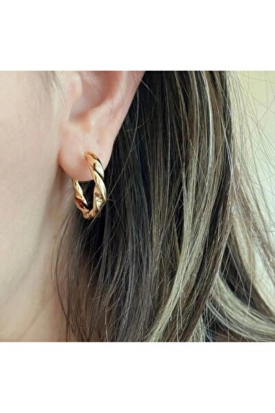 İnci Çelik gümüş renk 1.5 cm burgulu halka küpe /kararmaz antialerjik