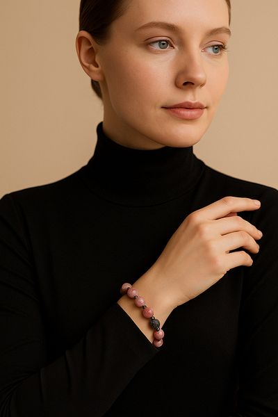 OSMANLI DEĞERLİ TAŞ Certified Rhodochrosite Hematite Natural Stone Bracelet