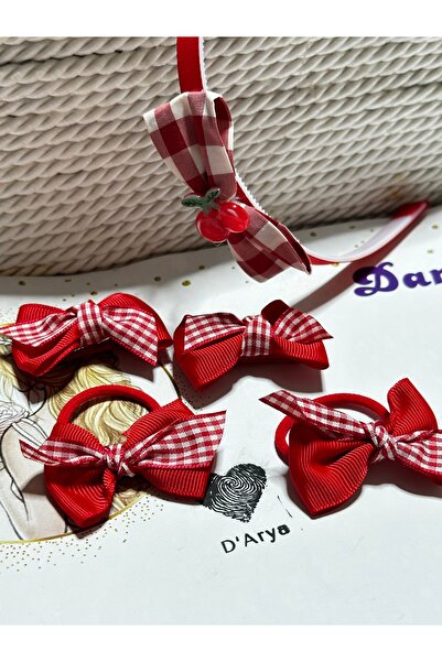 Darya مجموعة شريط فيونكة على شكل تاج الكرز باللونين الأحمر والأبيض DD450 (5 قطع)