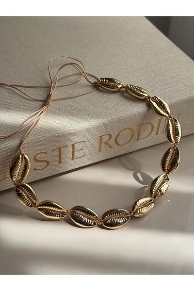 LEROSY CO Gold Color Adjustable Women's Necklace with Seashell Detail – Summer and Bohemian Design