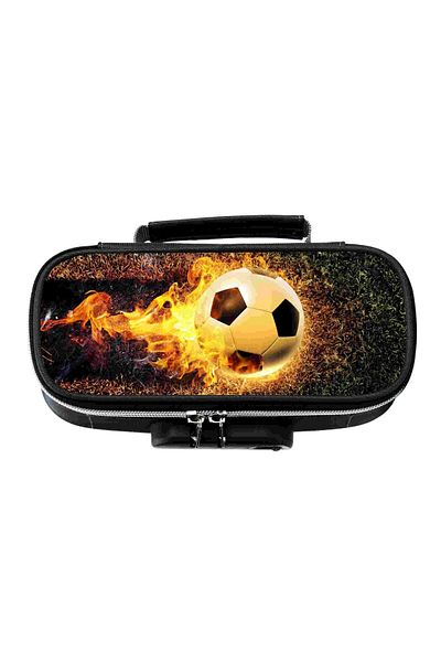 Petityu Flaming Soccer Ball Lockable Large Size Pencil Case