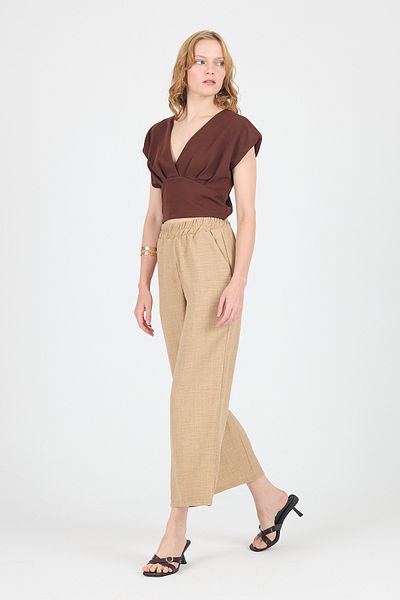 Rays Mink Cotton Elastic Waist Wide Leg Trousers 4657