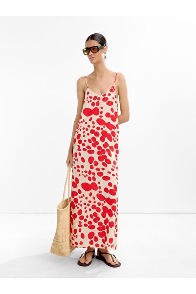 PARFOIS Askılı Uzun Desenli Elbise