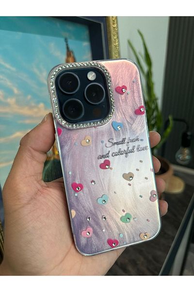 m.tk moveteck حافظة iPhone 16 Pro بإطار كاميرا وخلفية مرصعة بالحجارة وغطاء ثلاثي الأبعاد بنمط ثلاثي الأبعاد وعاكس للضوء