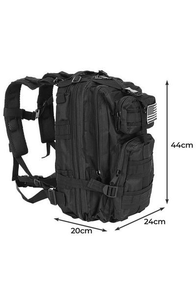 CRACOS Tactical camouflage backpack 26L, 44x24x20 cm, black – ideal for hiking, camping and outdoor