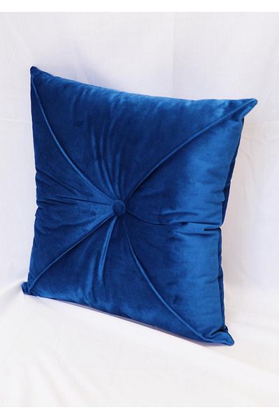 OEM Puffet Decorative Pillow in Royal Blue Velvet, Square, 40x40Cm