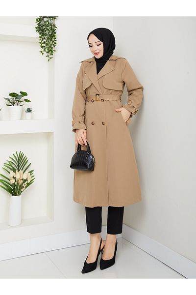 RACE FASHİON Lined Linen Trench Coat Rc3089120