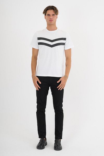 Deri Company Men's White Printed 100% Cotton Standard Fit T-Shirt