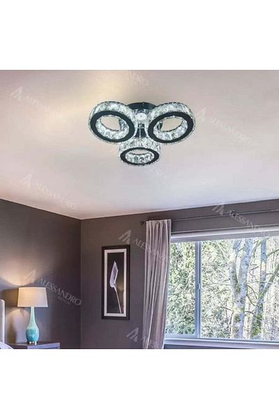 TİMOTEİ LED Chandelier with Remote and Crystals TIMOTEI, 30W, 3 Circles, Dimmable, Cold/Warm/Neutral Light,