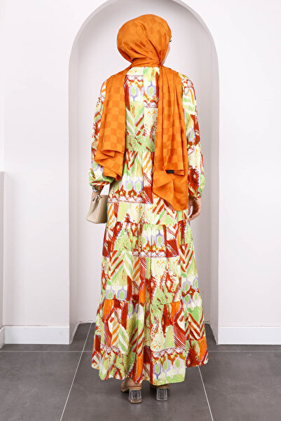 İmajButik Φόρεμα με μοτίβο με μισό κουμπί μέντας