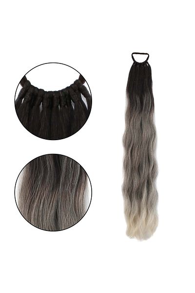 Wovna Rubber Buckle Ponytail Water Wave / Auburn / White Platinum Ombre