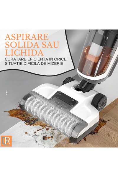 Dreamramp Aspirator fără fir 3 în 1 cu funcție Wet-Dry, mop automat, autonomie de 40 de minute, alb