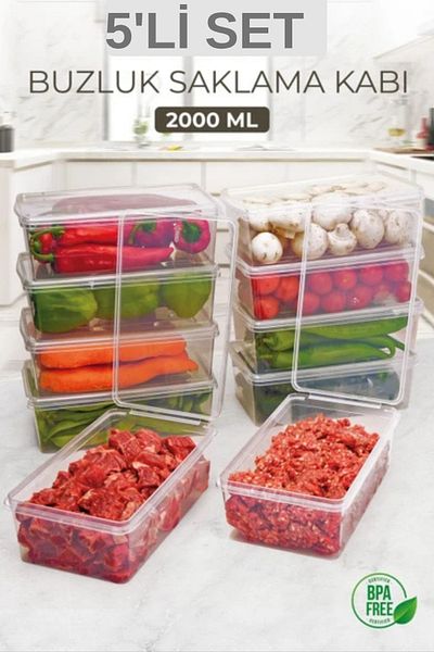 Eynel 5-Piece Refrigerator Storage Container, Deep Freezer, Freezer Box, Cabinet Organizer, Kitchen Organizer