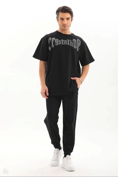 HAZEGO Unisex Oversize Stone T-Shirt - Μαύρο