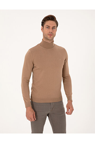Pierre Cardin Camel Slim Fit Turtleneck Basic Sweater 50314202-Vr015