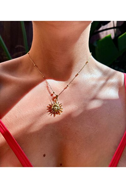 pop up store Stainless Steel Ball Chain Sun Necklace