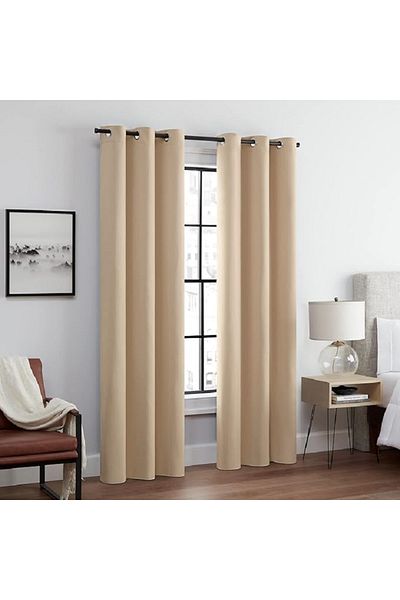 Metropolitan Concept Set of 2 blackout curtains, worked on staple rings