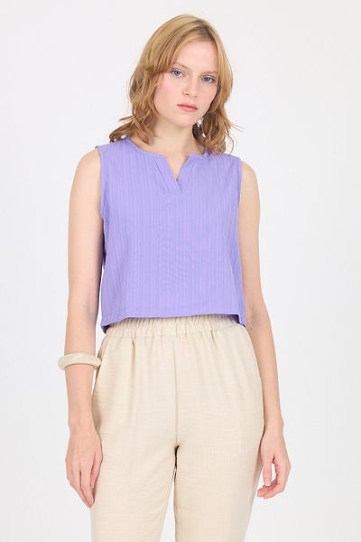 Rays Lilac V-Neck Sleeveless Crop Blouse 8027