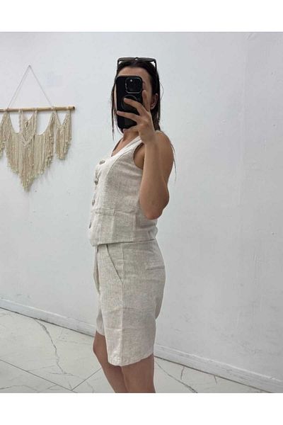 Maison La Femme Γυναικείο Σετ Σορτς Λινό Γιλέκο