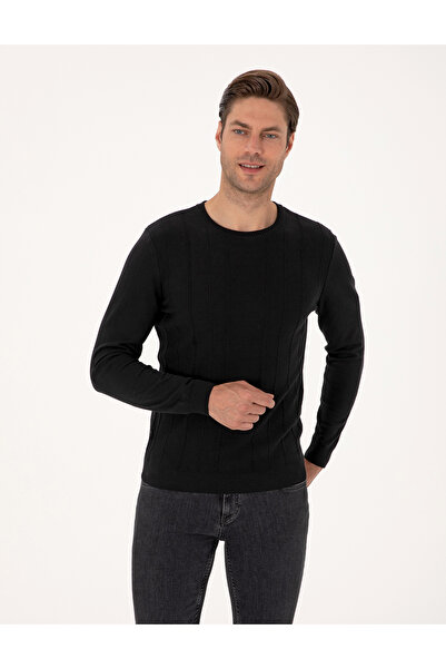 Pierre Cardin Black Slim Fit Crew Neck Knitwear Sweater 50315584-Vr046