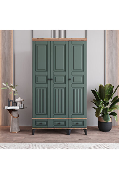 MONZIO Terra 3 Kapaklı Çekmeceli Gardırop %100 MDF