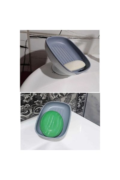 SepetBudur Lotus Soap Dish with Double Stage Drain and Suction Cup Drain Solid Soap Dish