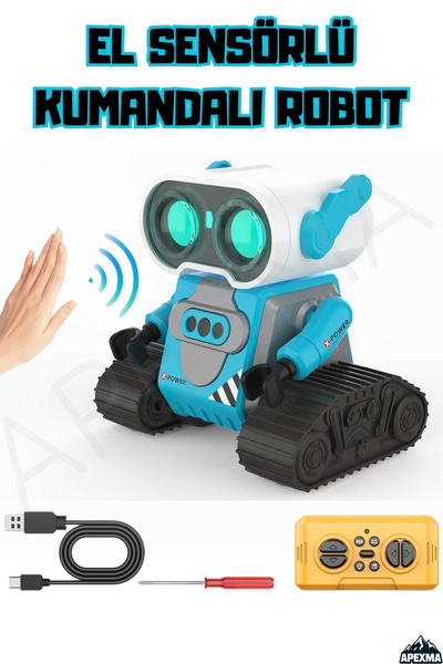 Apexma Oyuncak Uzaktan Kumandalı El Sensörlü Dahili Şarjlı Işıklı Sesli İnteraktif Akıllı Robot