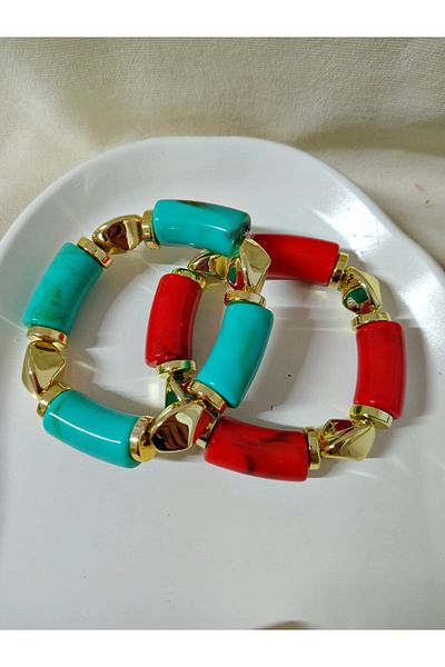 mos&more Blue Red Gold Flexible Bracelet
