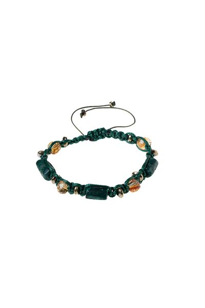 OSMANLI DEĞERLİ TAŞ Certified Malahite Citrine Hematite Natural Stone Adjustable Bracelet