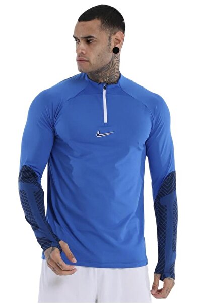 Nike Strike Dri-Fit Çeyrek Fermuar Erkek Mavi Uzun Kollu T-Shirt