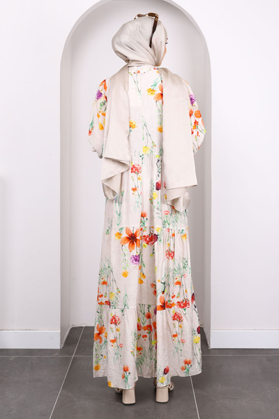 İmajButik Yavruağzı Φόρεμα με μοτίβο με μισό κουμπί