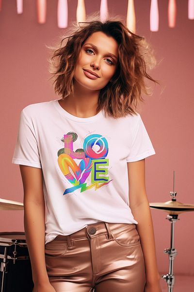 MAGORS Stil-X "I Love You" Printed Crew Neck 100% Cotton Women's Tshirt, White, Black, Red