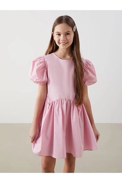 LC Waikiki Lcw Kids Pink Crew Neck Girls' Dress