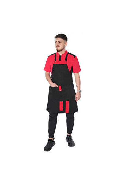 NETTO Waist Tie Neck Strap Double Color Apron Black Red