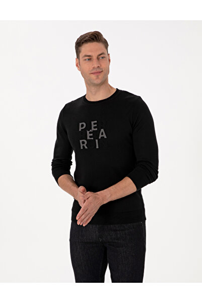 Pierre Cardin Black Slim Fit Crew Neck Sweater 50315737-Vr046