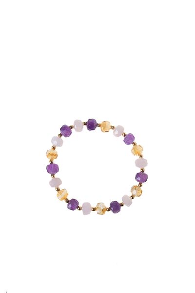 OSMANLI DEĞERLİ TAŞ Certified Citrine Amethyst Pink Quartz Hematite Natural Stone Bracelet