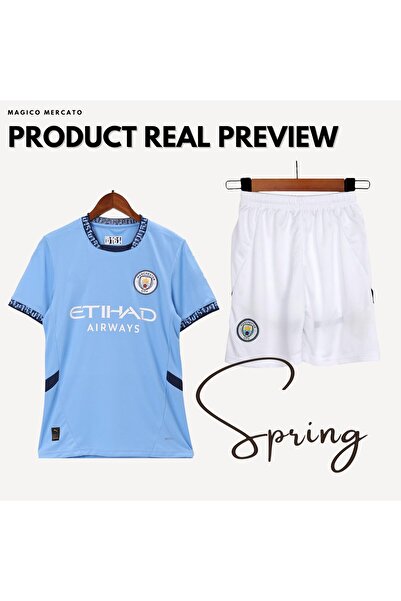 Magico Mercato ® Replica Haaland De Bruyne Foden Football Soccer Jersey for Kids - Man City Jersey