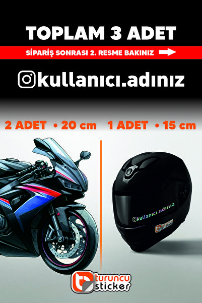 Turuncu Sticker İnstagram Kullanıcı Adı Sticker Toplam 3 Adet - 2 Adet 20cm -...