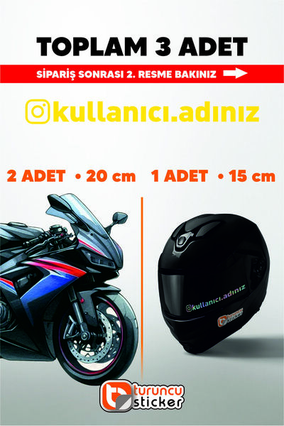 Turuncu Sticker İnstagram Kullanıcı Adı Sticker Toplam 3 Adet - 2 Adet 20cm -...