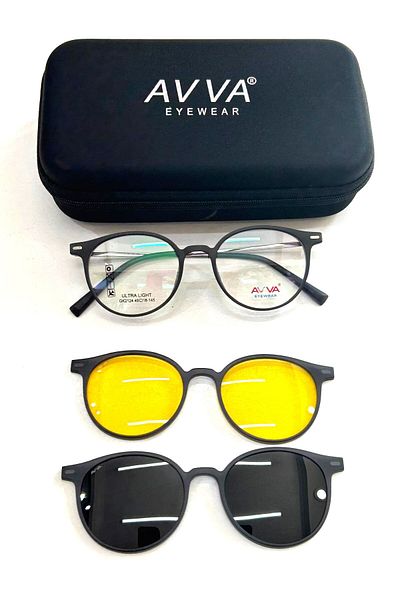 Avva 2124 C2 Matte Black -G Polarized&Antifar Clip on Unisex Sunglasses