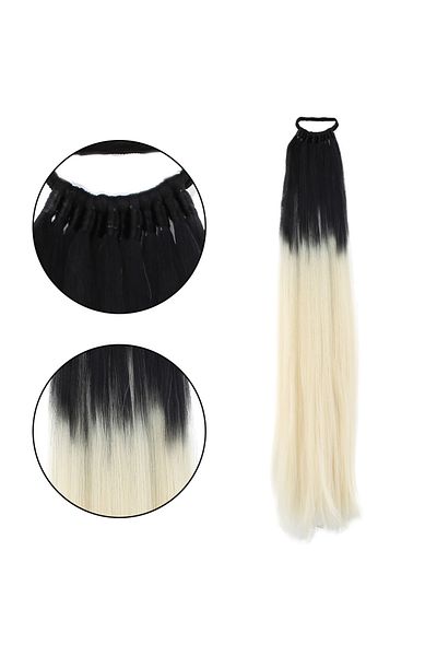 Wovna Rubber Buckle Ponytail Plain / Black / Platinum Ombre