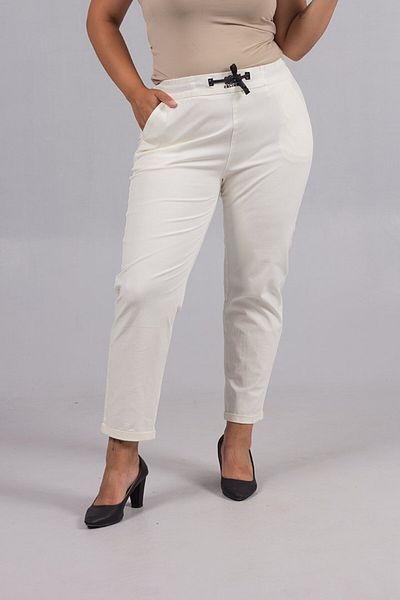 Truva XXL Linen Plus Size Ecru Trousers – Natural Elegance, Light Comfort!