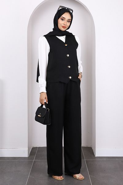 İmajButik Μαύρο γιλέκο και παντελόνι