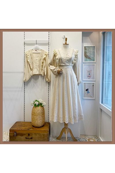 Faya Boutique Κρεμ Πλισέ Λινό Φούστα Purette