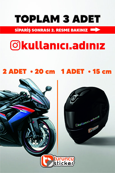 Turuncu Sticker İnstagram Kullanıcı Adı Sticker Toplam 3 Adet - 2 Adet 20cm -...