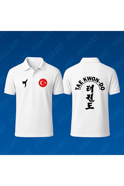 Pisa Art Tricou cu guler polo cu design special pentru echipa națională de taekwondo din Turcia